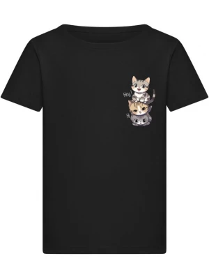 Foto van product Merchcode Shirt 'Hi Cats' lichtbruin / stone grey / donkergrijs / zwart