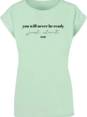 Foto van product Merchcode Shirt 'Just Start' mintgroen / zwart