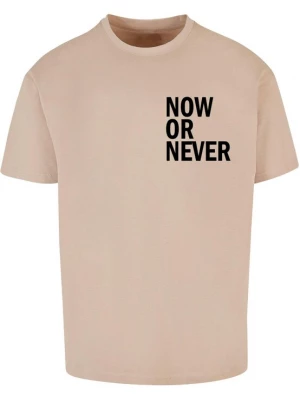 Foto van product Merchcode Shirt 'Now Or Never' sand / zwart