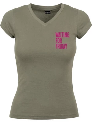 Foto van product Merchcode Shirt 'Waiting For Friday' kaki / donkerroze