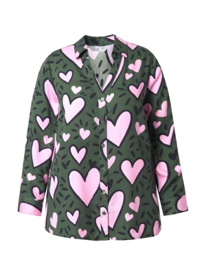 Foto van product MIAMODA Blouse donkergroen / pink / zwart