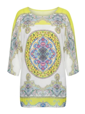Foto van product MIAMODA Blouse lichtblauw / citroengeel / rosa / wit