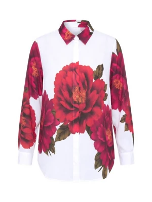 Foto van product MIAMODA Blouse olijfgroen / magenta / lichtrood / wit