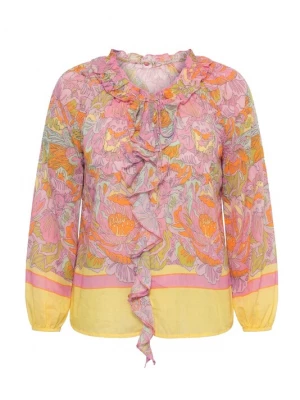 Foto van product MIAMODA Blouse pasteelgeel / olijfgroen / oranje / rosa