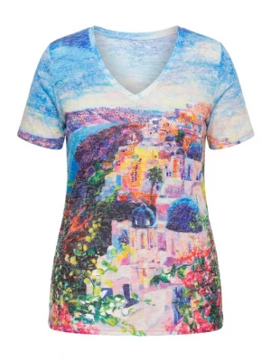Foto van product MIAMODA Shirt lichtbeige / cyaan blauw / donkergroen / lila