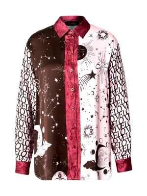 Foto van product miss goodlife Blouse 'Snake Charm' chocoladebruin / geel / rosa / purper