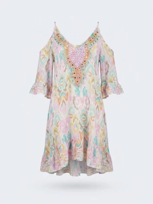Foto van product Miss June Jurk 'Robe Courte Birds' gemengde kleuren