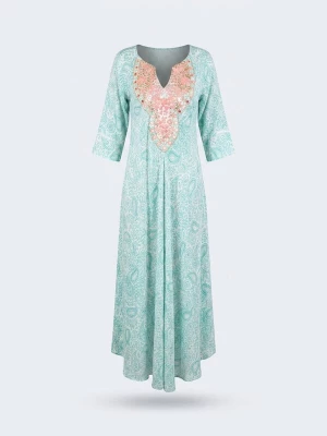 Foto van product Miss June Jurk 'Robe Longue Naomi' turquoise
