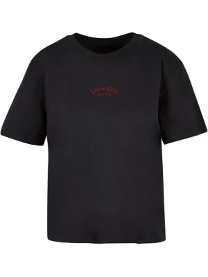 Foto van product Miss Tee Shirt 'Love Is Blind Love Is Cruel' taupe / groen / vuurrood / zwart