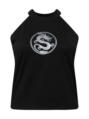 Foto van product Mister Tee Curvy Top 'Dragon' lichtgrijs / zwart