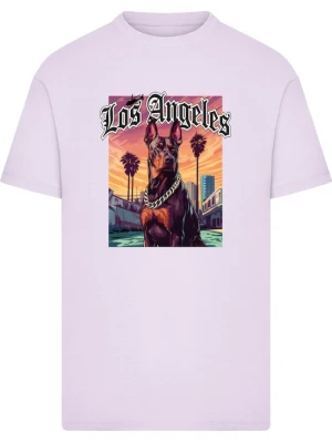Foto van product Mister Tee Shirt 'Los Angeles Dog' lichtlila / oranje / zwart / wit