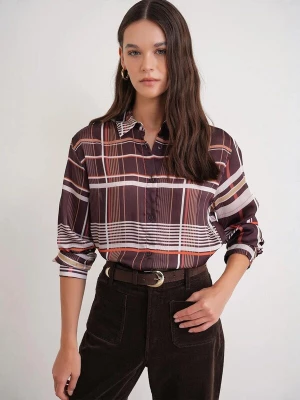 Foto van product MixRay Blouse beige / bruin / lichtrood / wit