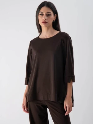 Foto van product MND Blouse 'Soft Touch Edged' kastanjebruin