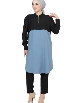 Foto van product MODAMIHRAM Tuniek lichtblauw / zwart