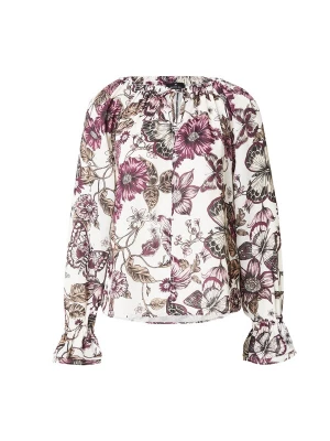 Foto van product monari Blouse lichtbruin / donkerbruin / cyclaam / wit