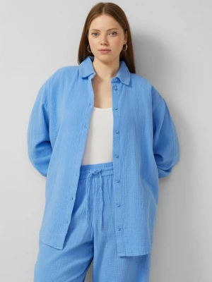 Foto van product Mousseline blouse met schouders QS blauw
