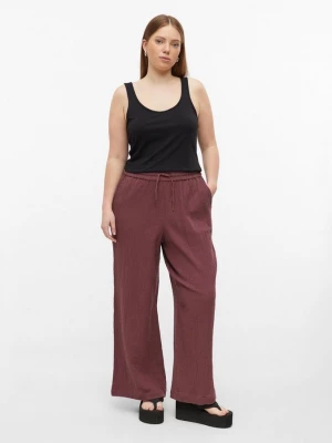 Foto van product Mousselinebroek met wijde pijpen en elastische tailleband QS rood