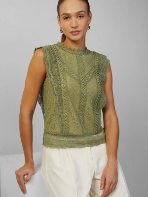 Foto van product Mouwloze blouse van kant s.Oliver olijfgroen