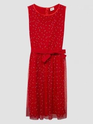 Foto van product Mouwloze jurk van mesh met zilveren stippen s.Oliver rood
