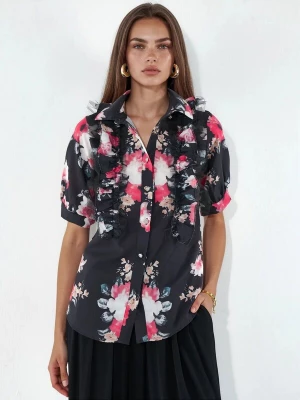 Foto van product MSN Collection Blouse petrol / pink / zwart / wit