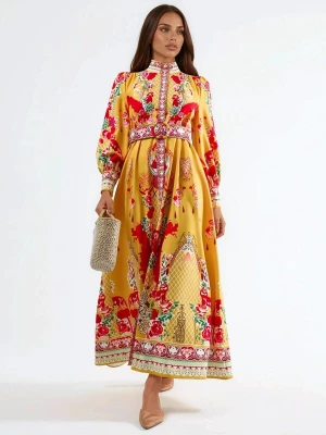 Foto van product MSN Collection Jurk geel / rood