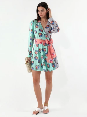 Foto van product MSN Collection Jurk grijs / mintgroen / koraal / zwart