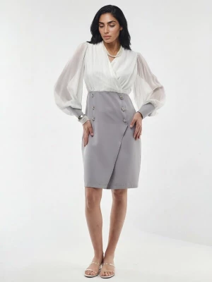 Foto van product MSN Collection Jurk lichtgrijs / wit