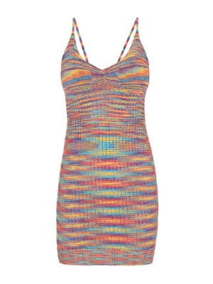 Foto van product MYMO Gebreide jurk 'Spring Summer' donkerblauw / geel / jade groen / rood