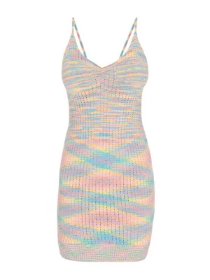 Foto van product MYMO Gebreide jurk 'Spring Summer' lichtblauw / pasteelgeel / lavendel / rosa