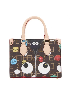 Foto van product MYMO Handtas 'Pop Eyetheme' hemelsblauw / donkerbruin / rood / wit gemêleerd