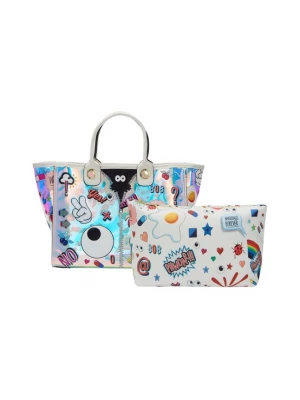 Foto van product MYMO Shopper 'Pop Eyetheme' goudgeel / lila / zwart / wit