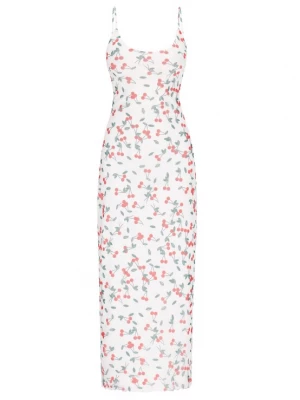 Foto van product MYMO Zomerjurk 'Spring Summer' grasgroen / karmijnrood / wit
