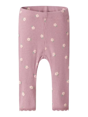 Foto van product NAME IT Leggings 'NBFLAUREL' lichtgroen / pruim / rosé