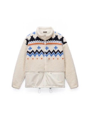 Foto van product NAPAPIJRI Fleece jas 'T-Ansei' lichtbeige / blauw / nachtblauw / oranje