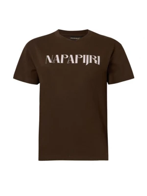 Foto van product NAPAPIJRI Shirt 'S-BLISS' donkerbruin / wit