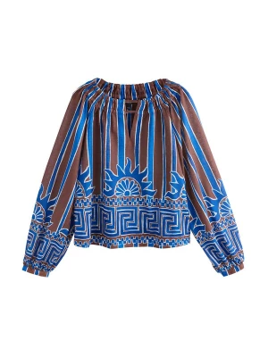 Foto van product Next Blouse kobaltblauw / chocoladebruin / wit