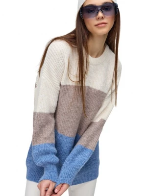 Foto van product No Matter What Gebreide jurk ecru / blauw / taupe