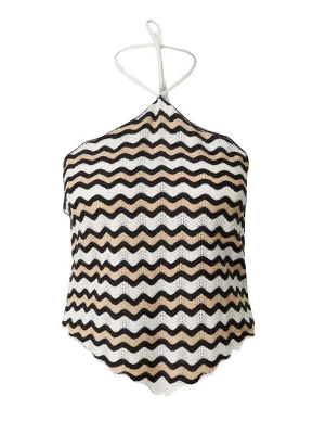 Foto van product Noisy May Curve Gebreide top 'NMSADIE' camel / zwart / wit