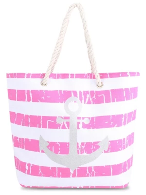 Foto van product normani Strandtas lichtgrijs / fuchsia / wit