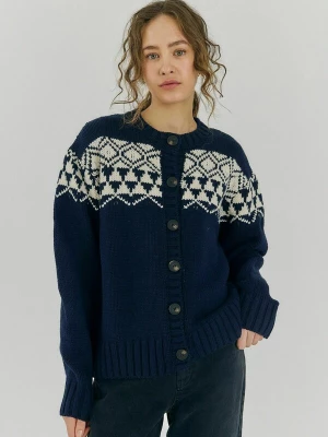 Foto van product NORR Gebreid vest 'Fair' lichtbeige / navy