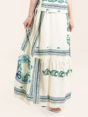 Foto van product Odd Molly Rok 'The Plate' lichtbeige / blauw / turquoise