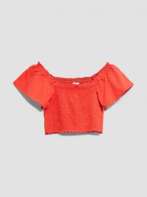 Foto van product Off-shoulder top met smokdetail en volants aan de mouwen s.Oliver rood