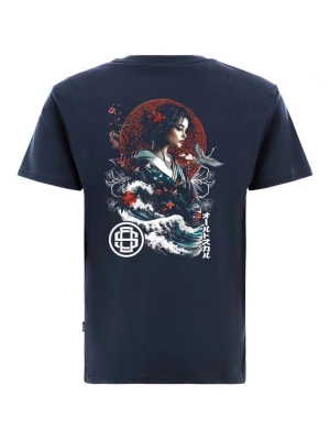 Foto van product Oldskull Shirt 'Asian Blossom Queen' donkerblauw / donkerrood / wit