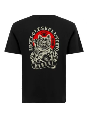 Foto van product Oldskull Shirt 'ASIAN REBEL CAT KANJI GRAPHIC' geel / rood / zwart / wit