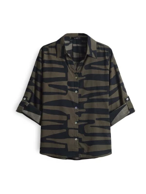 Foto van product OPUS Blouse 'Fumani jungle' olijfgroen / zwart
