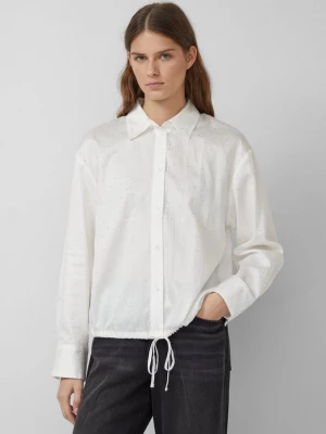 Foto van product Overhemdblouse met glittersteentjes en vetersluiting aan de zoom s.Oliver crème
