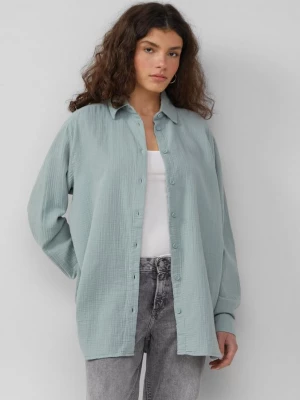 Foto van product Overhemdblouse van mousseline in een oversized model QS groen