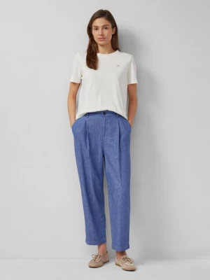 Foto van product Pantalon van linnenmix met elastische tailleband en kruispijp s.Oliver blauw