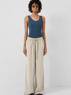 Foto van product Pantalon van linnenmix met wijde pijpen QS beżowy