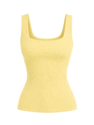 Foto van product PANTHEROAR Top 'Caro Neck Sleeveless Top' pasteelgeel